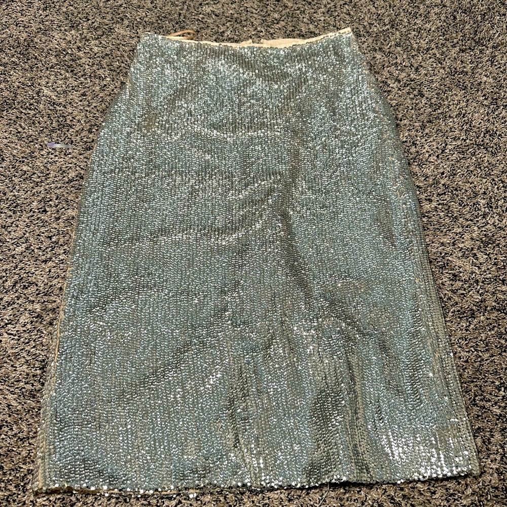 Silver sequin midi skirt